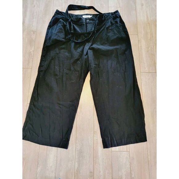 Torrid 24 Pants Black Linen Blend Wide Leg High Rise With Belt SZ 3X NWT RV $66 - Picture 2 of 10